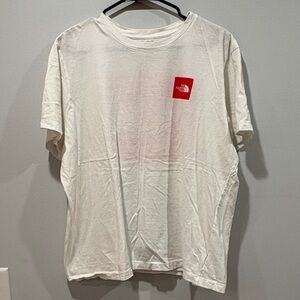 The North Face Cream Tee with Red Accent